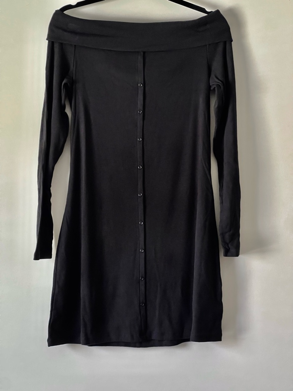 Wild Fable Black Off-Shoulder Long Sleeve Ribbed Dress - Picture 3 of 7